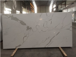 Bianco Calacatta Solid Surface Marble Quartz Stone Factory White Kitchen Slab