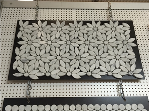 Bianco Carrara White Marble Flower Design Wall Mosaic