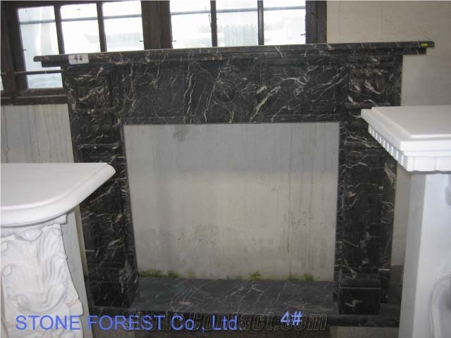 Black St. Laurent Marble Fireplace Hearth