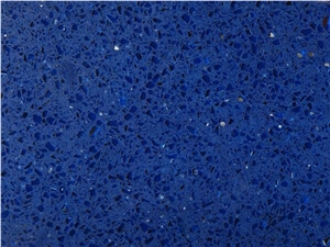 Blue Crystal Solid Quartz Stone Kitchen Slab