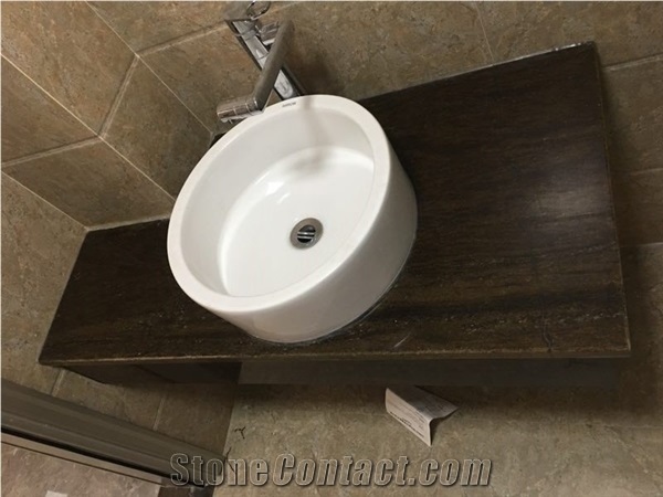 Brown Palissandro Granite Apartment Bathroom Vanity Top
