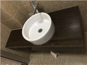 Brown Palissandro Granite Apartment Bathroom Vanity Top
