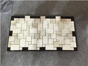 Calacatta Gold Marble Fishbone Line Mosaic Tile