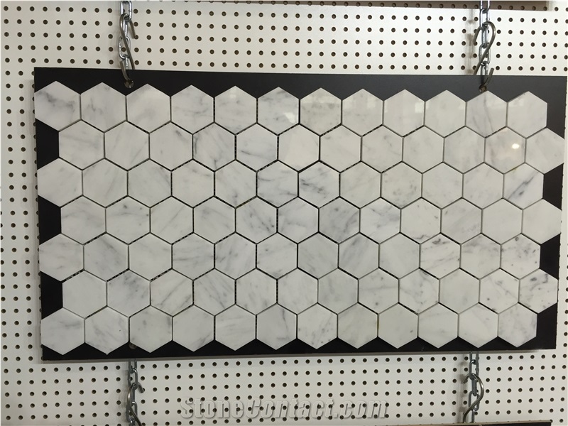 Calacatta Gold Marble Hexagon Mosaic Wall Floor Tiles