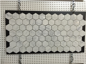 Calacatta Gold Marble Hexagon Mosaic Wall Floor Tiles