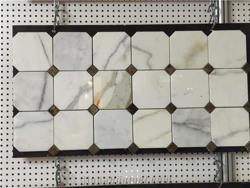 Calacatta Gold Marble Mosaic French Pattern Tiles