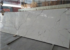 Calacatta White Quartz Stone Customized Design Slab