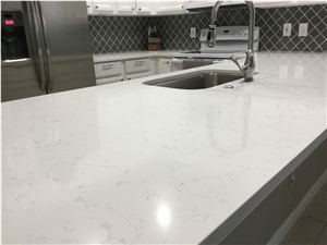 Carrara White Quartz Stone Kitchen Island Countertop