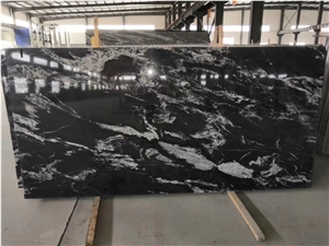 China Black Cosmic Grey Wave Granite Slab
