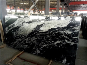 China Fantasy Cosmic Black Granite Slab, Flooring