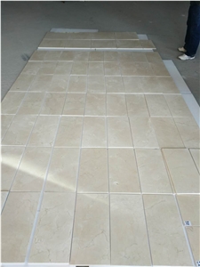 Cream Marfil Beige Marble Bathroom Floor Tile