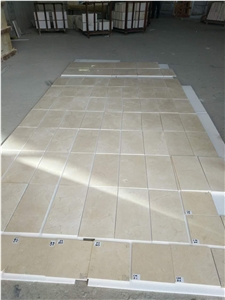 Cream Marfil Beige Marble Bathroom Floor Tile