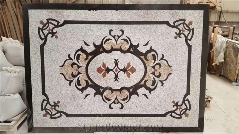 Crema Marfil Marble Lobby Floor Polished Medallion Carpet
