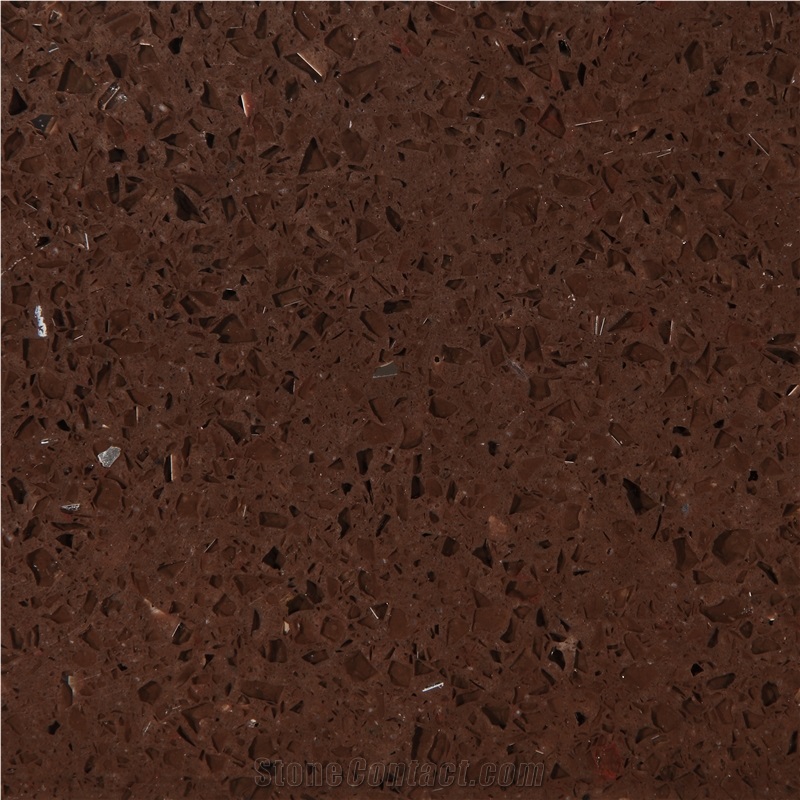 Dark Brown Crystal Galaxy Quartz Stone Countertop Design Slab
