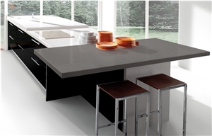 Dark Grey Quartz Stone Kitchen Countertop / Island