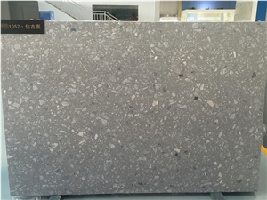 Dark Grey Terrazzo Tile Slab with Granite Look