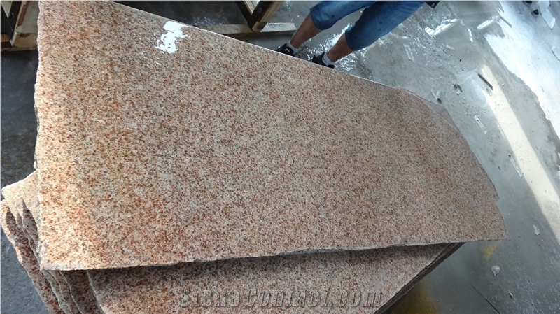 G350 Bush Hammered Shandong Sun Rust Granite Slab