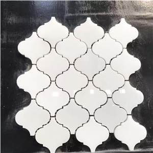 Greece White Marble Interesting Fish Lines Mosaic Tile