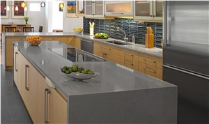 Grey Carrara Quartz Stone Kitchen Countertop