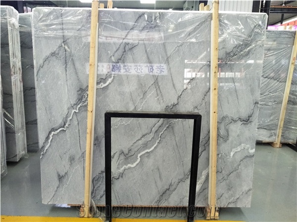 Grey Cloud Marble Slab, Wall Panel Bookmatched
