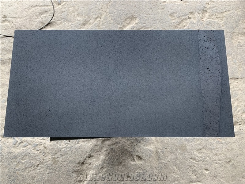 Hainan Black Basalt Lava Stone Floor Tile Honed