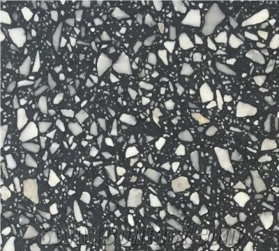 Honed China Black Cement Terrazzo Floor Tile