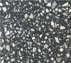 Honed China Black Cement Terrazzo Floor Tile