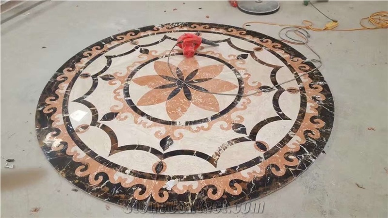 Honed Marble Square Floor Medallion Antique Style