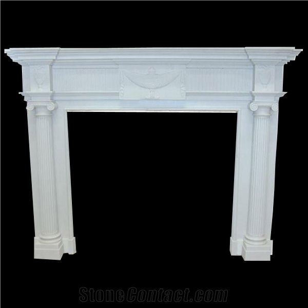 Interior Furniture-Bianco Carrara Marble Fireplace