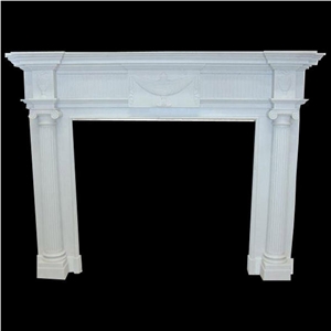 Interior Furniture-Bianco Carrara Marble Fireplace