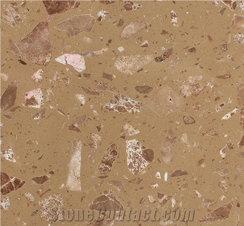 Light Brown Artificial Marble Stone Kitchen Slab