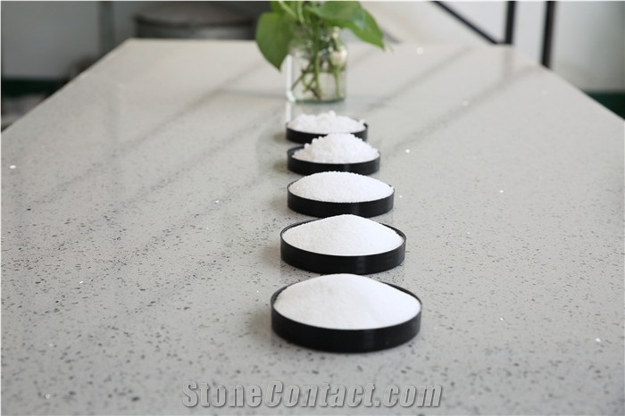 Light Grey Galaxy Quartz Stone Kitchen Countertops