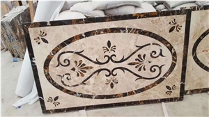 Oval Shaped Marble Waterjet Medallion Floor Cover