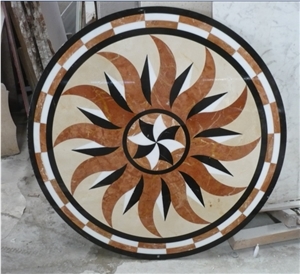 Rosso Alicante Marble Floor Water-Jet Medallion