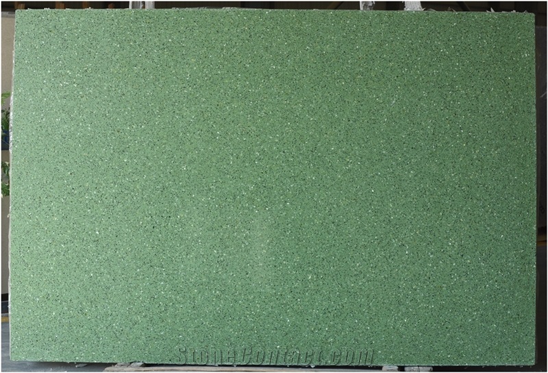 Sf-M007 Green Quartz Chips Terrazzo Tile Flooring