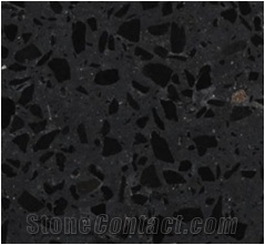 Sf-U006 Absolute Black Glass Chips Terrazzo Tile