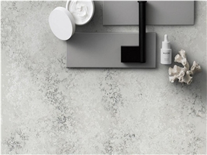 Silver Grey Solid Quartz Stone Kitchen Countertop