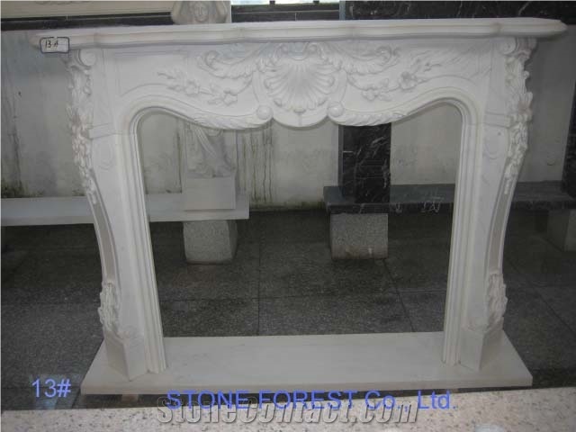 Snow White Marble Fireplace Mantel Angel Baby Carving