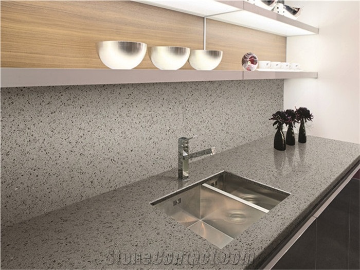 Solid Quartz Stone Dark Grey Kitchen Countertops