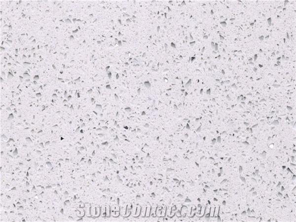 Sparkling White Crystal Quartz Stone Kitchen Slab