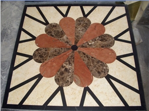 Sunny Beige Marble Modern Design Floor Carpet Medallions