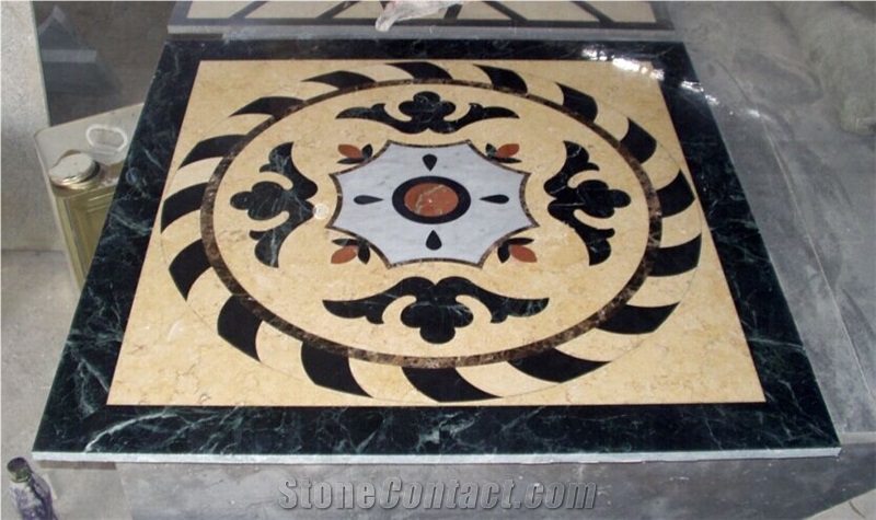Sunny Beige Marble Modern Design Floor Carpet Medallions