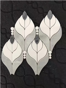 Thassos Crystal White Marble Mosaic Leaves Shaped