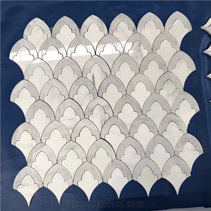 Thassos Crystal White Marble Mosaic Leaves Shaped