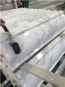 Volakas White Marble Polished Solid Surface Border Lines
