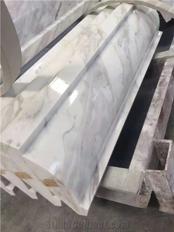 Volakas White Marble Polished Solid Surface Border Lines