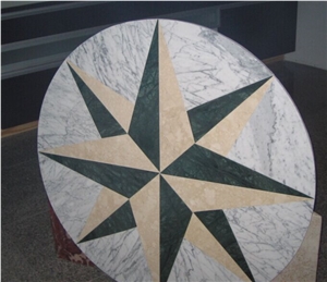 Volakas White Marble Round Interior Floor Medallion