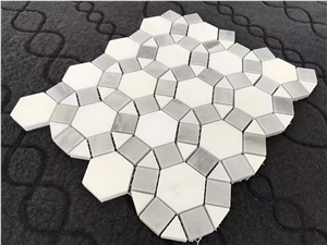 Wall Art Flower Mosaic White Marble Design