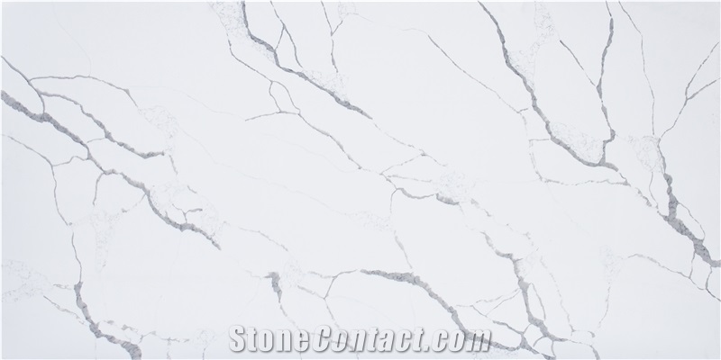 White Calacatta Flutter Quart Slab Artificial Stone Slabs