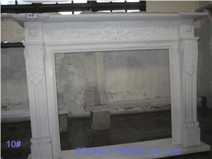 White Marble Fireplace-Human Woman Hand Carving